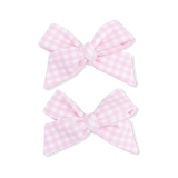 Mini Gingham Pink - 2 Pack Bow Clips