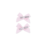 Mini Gingham Pink - 2 Pack Bow Clips