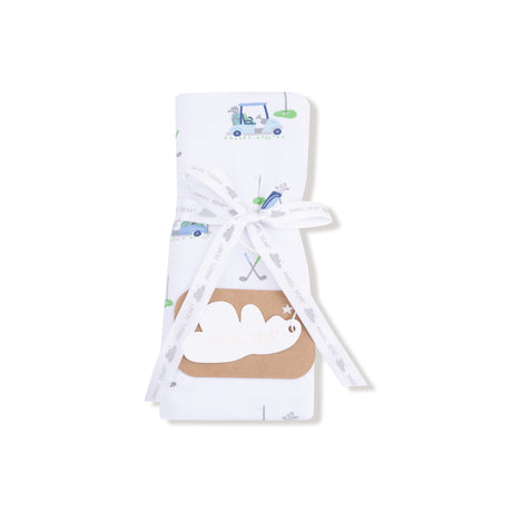 2 Ply Burp Cloth with Binding - Baby Golf Carts - Blue Stripe - HoneyBug 