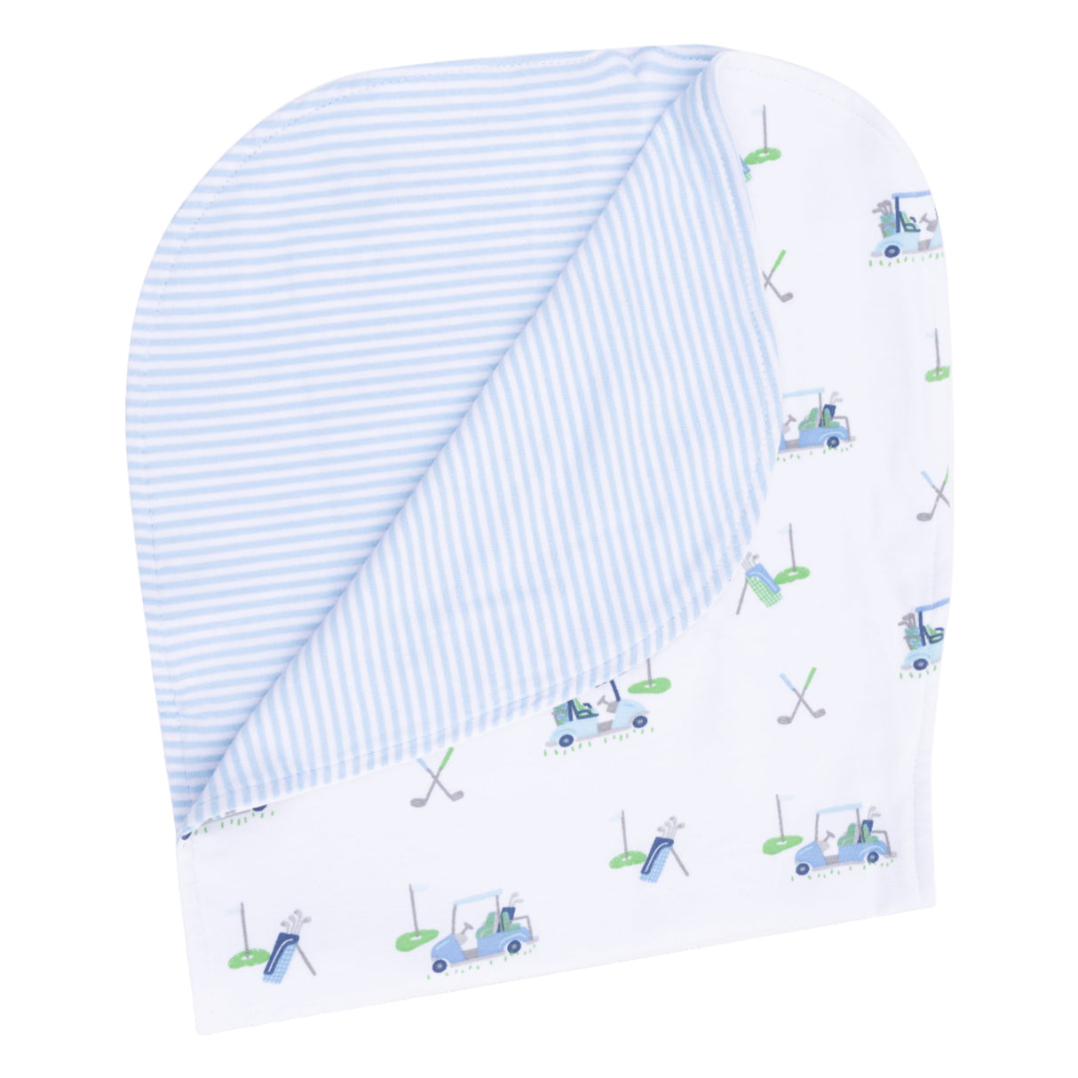 2 Ply Burp Cloth with Binding - Baby Golf Carts - Blue Stripe - HoneyBug 