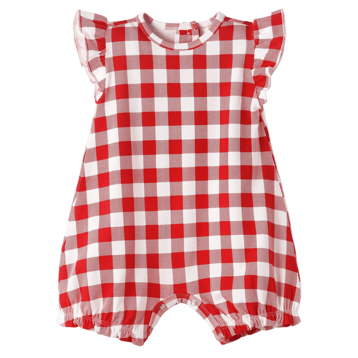 Picnic Plaid Soft Bamboo Shorty Romper for Baby Girls