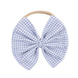 Micro Gingham Blue Blizzard - Bow on Headband