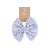 Micro Gingham Blue Blizzard - Bow on Headband