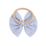 Micro Gingham Blue Blizzard - Bow on Headband