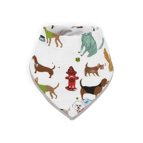Cotton Muslin + Fleece Bandana Bib 4 Pack - Woof - HoneyBug 