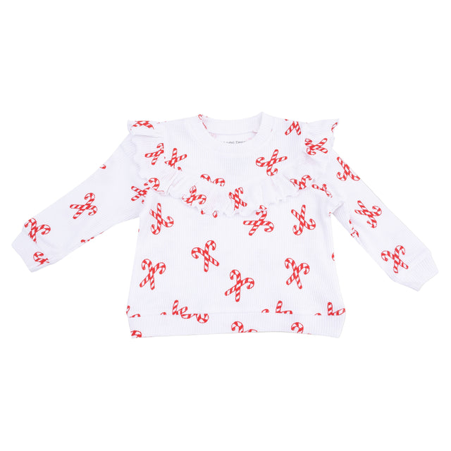 Candy Canes  - V Ruffle Top - HoneyBug 