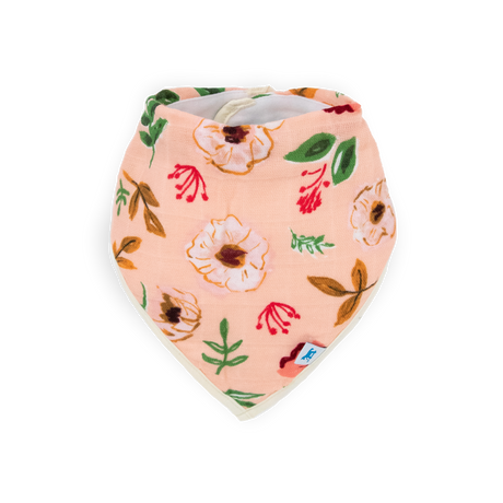 Cotton Muslin + Fleece Bandana Bib 4 Pack - Vintage Floral - HoneyBug 
