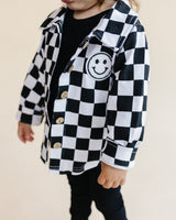 Cotton Shacket | Smiley Checkered Black - HoneyBug 