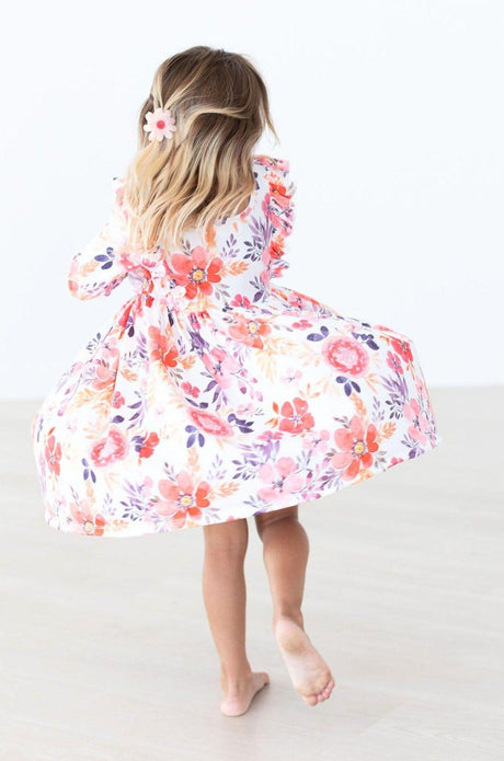 Tangerine Leaves Ruffle Twirl Dress