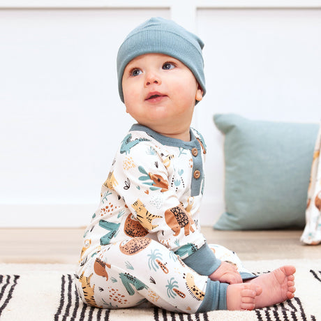 Jungle Jamboree Bamboo Henley Romper - HoneyBug 
