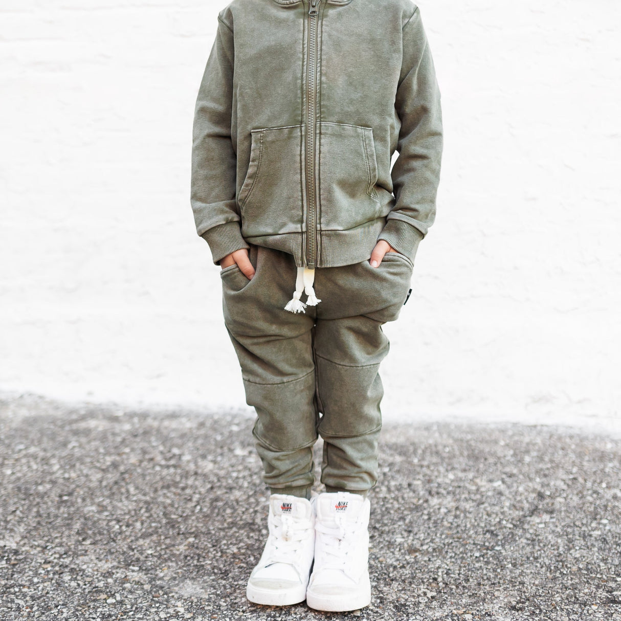 ZIP HOODIE- Moss Snow Wash - HoneyBug 