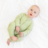 ZIP ROMPER - Pistachio Ribbed - HoneyBug 