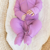 ZIP ROMPER - Lilac Ribbed - HoneyBug 