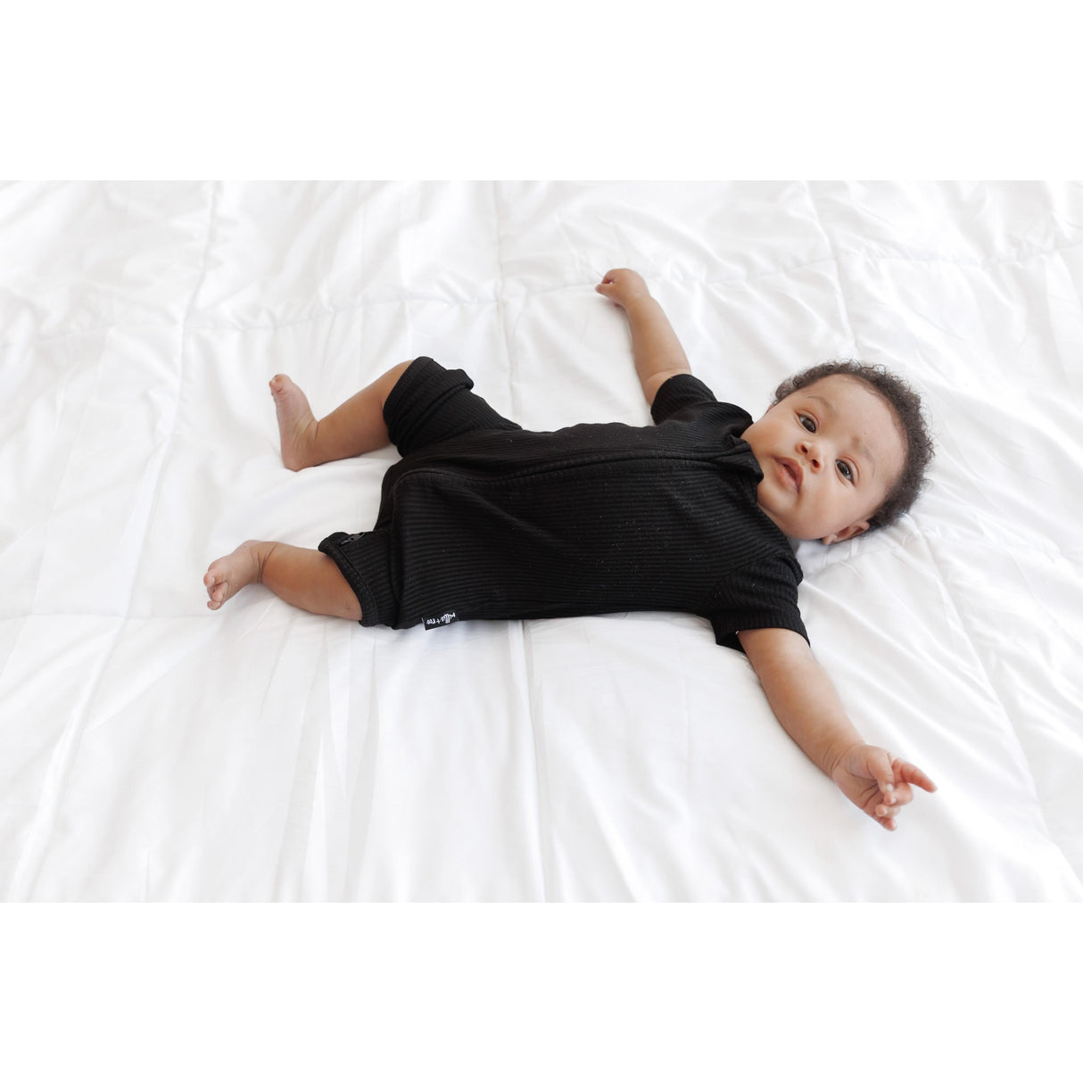 SHORTIE ZIP ROMPER - Midnight Ribbed - HoneyBug 