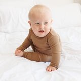 LONG SLEEVE 2 PIECE SETS- Mocha Ribbed - HoneyBug 