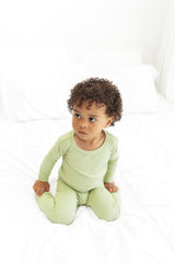 LONG SLEEVE 2 PIECE SETS- Pistachio Ribbed - HoneyBug 