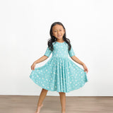 MID SLEEVE TWIRL- Moon + Stars Ribbed - HoneyBug 