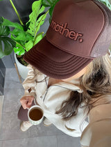 "mother." Embroidered Trucker Hat - Mocha - HoneyBug 