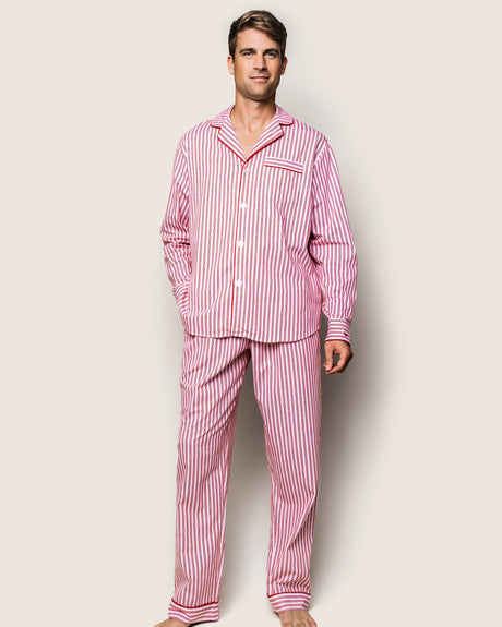 Men's Twill Pajama Set in Antique Red Ticking