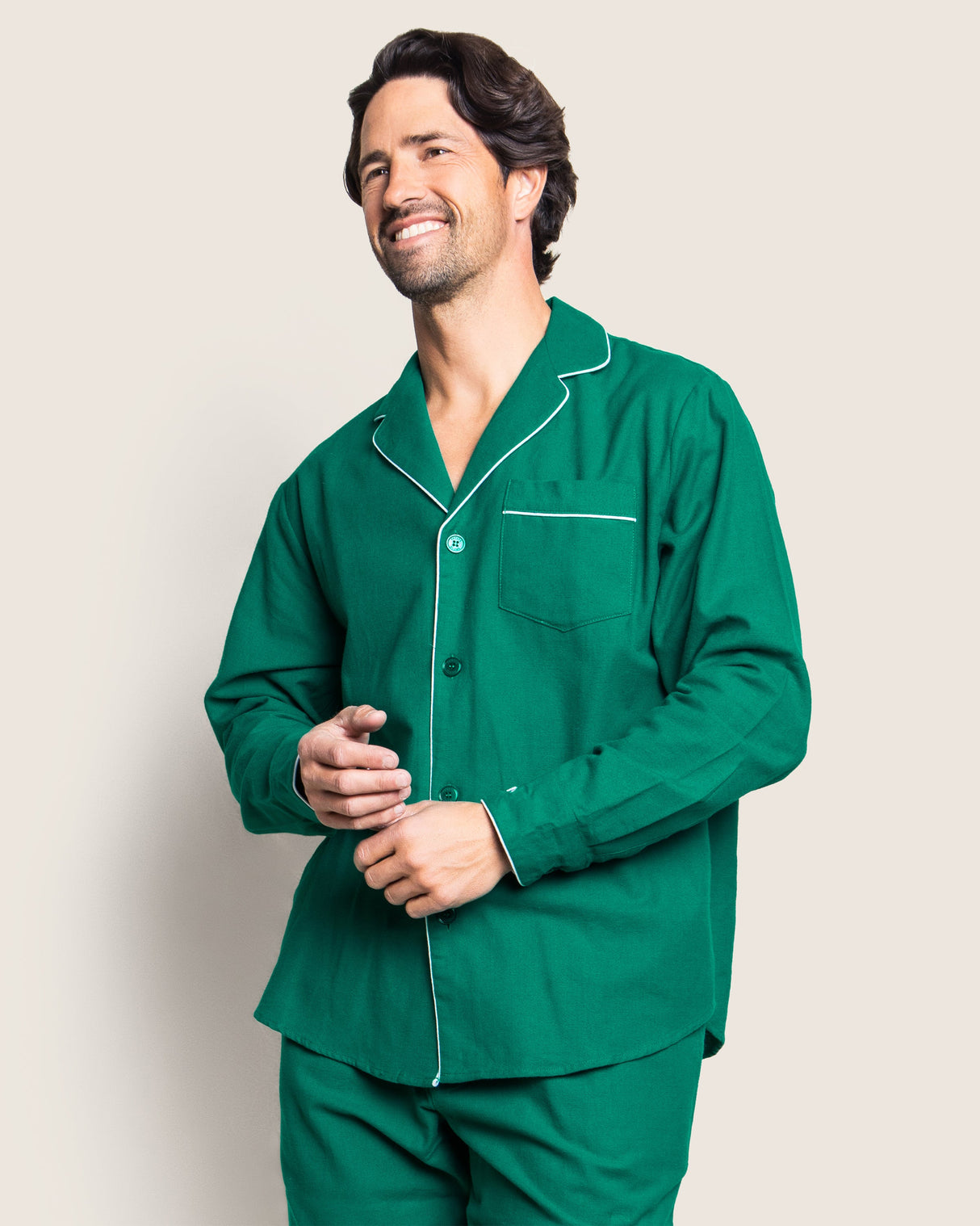 Men's Flannel Pajama Set in Forest Green