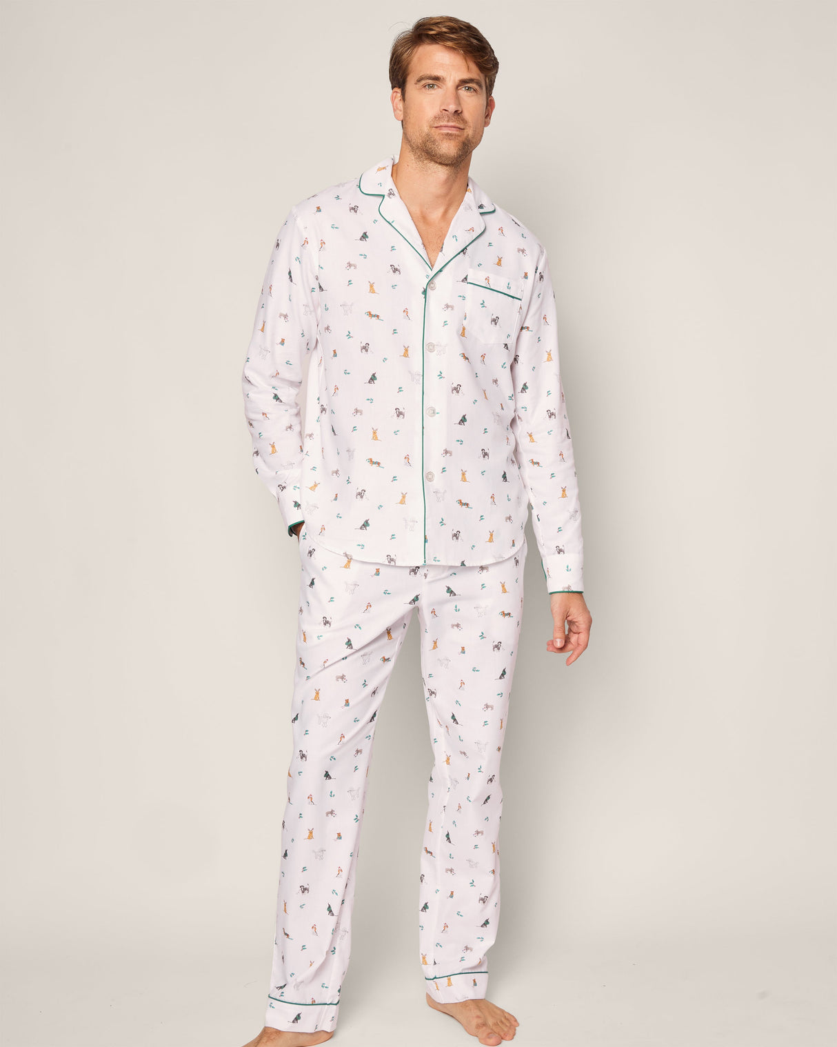 Men's Twill Pajama Set in Jingle Paws