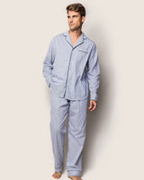 Men's Twill Pajama Set in Navy French Ticking