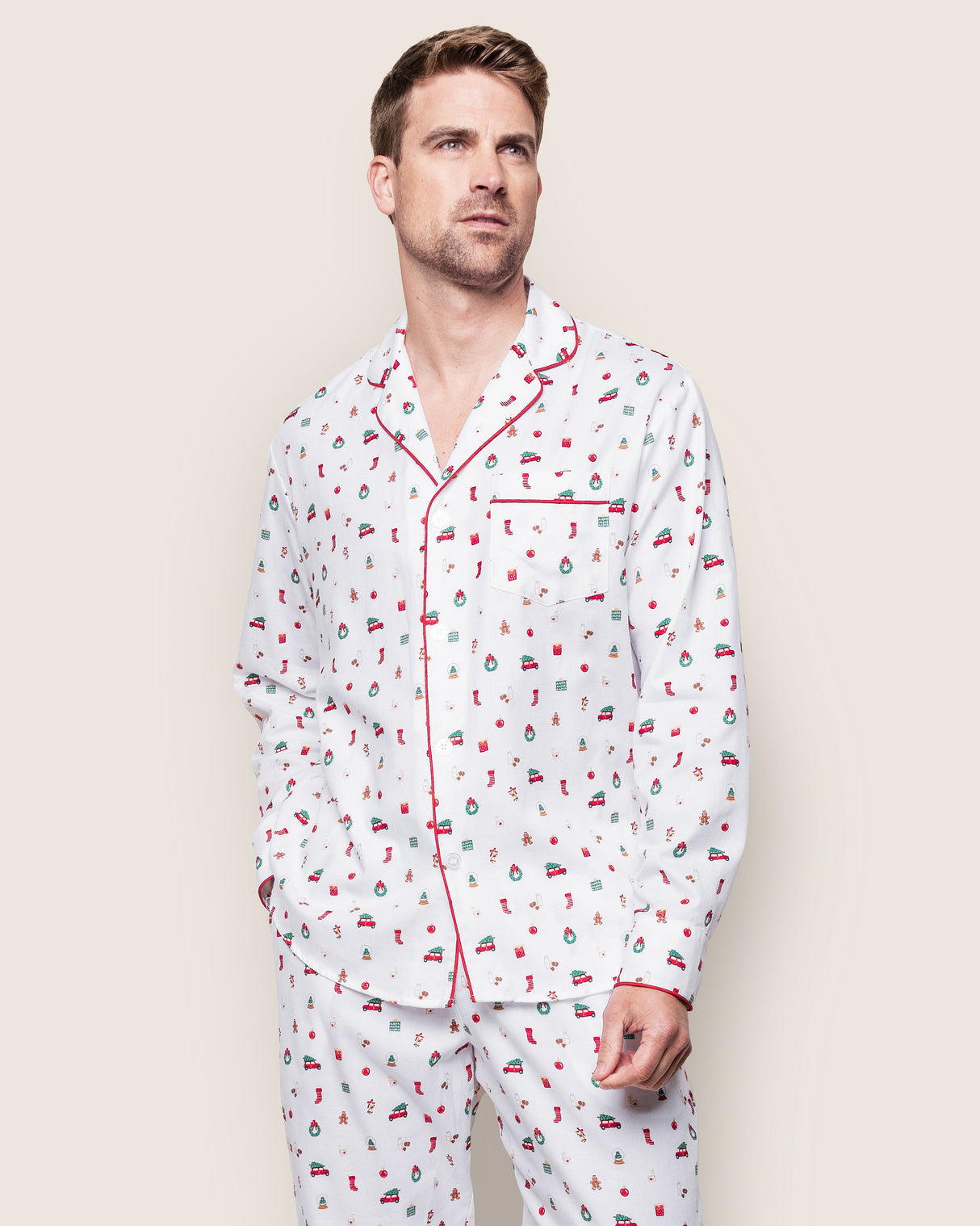 Men's Twill Pajama Set in Winter Nostalgia