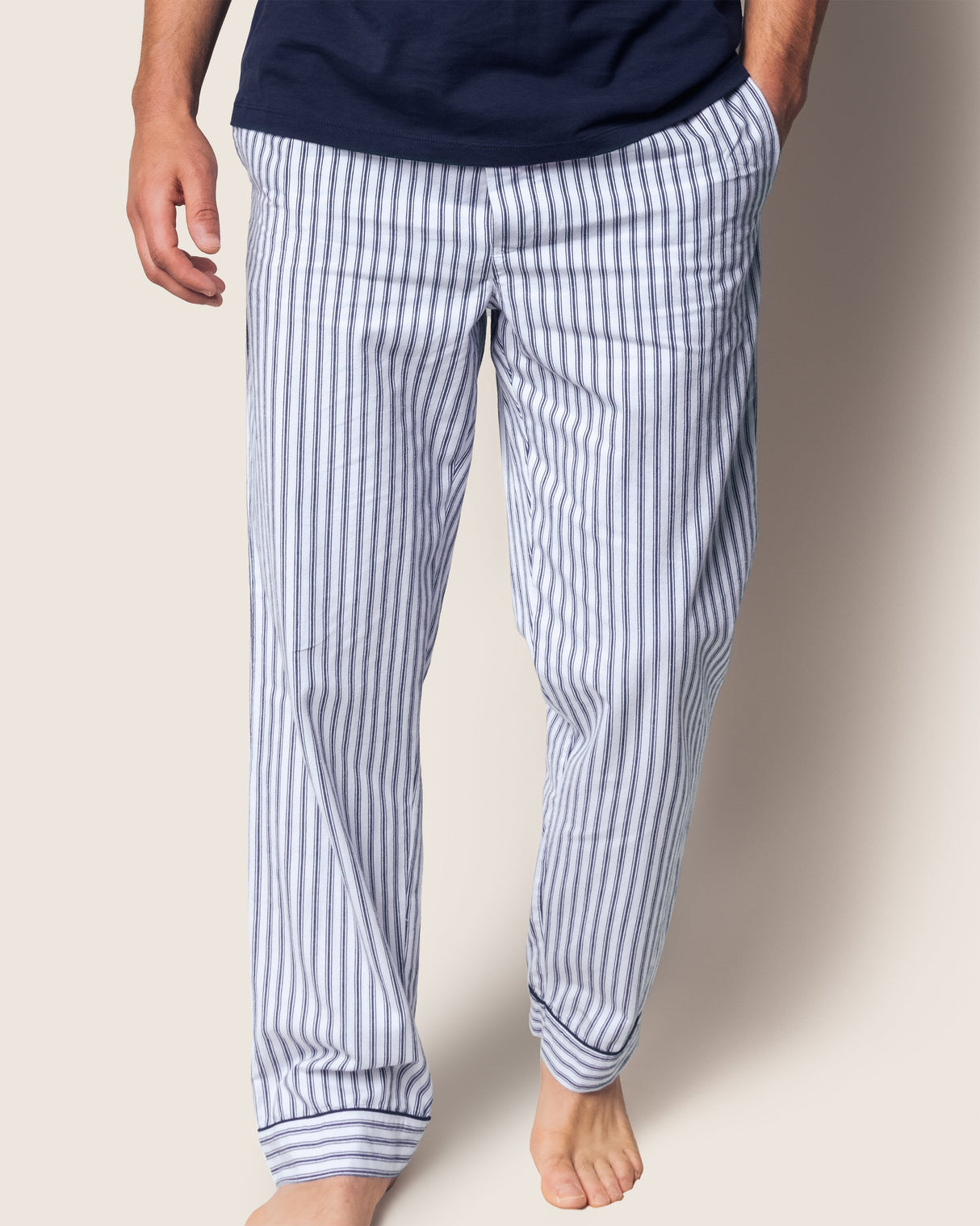 Men's Twill Pajama Pants in Navy French Ticking