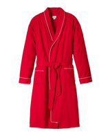 Men's Flannel Robe in Red with White Piping