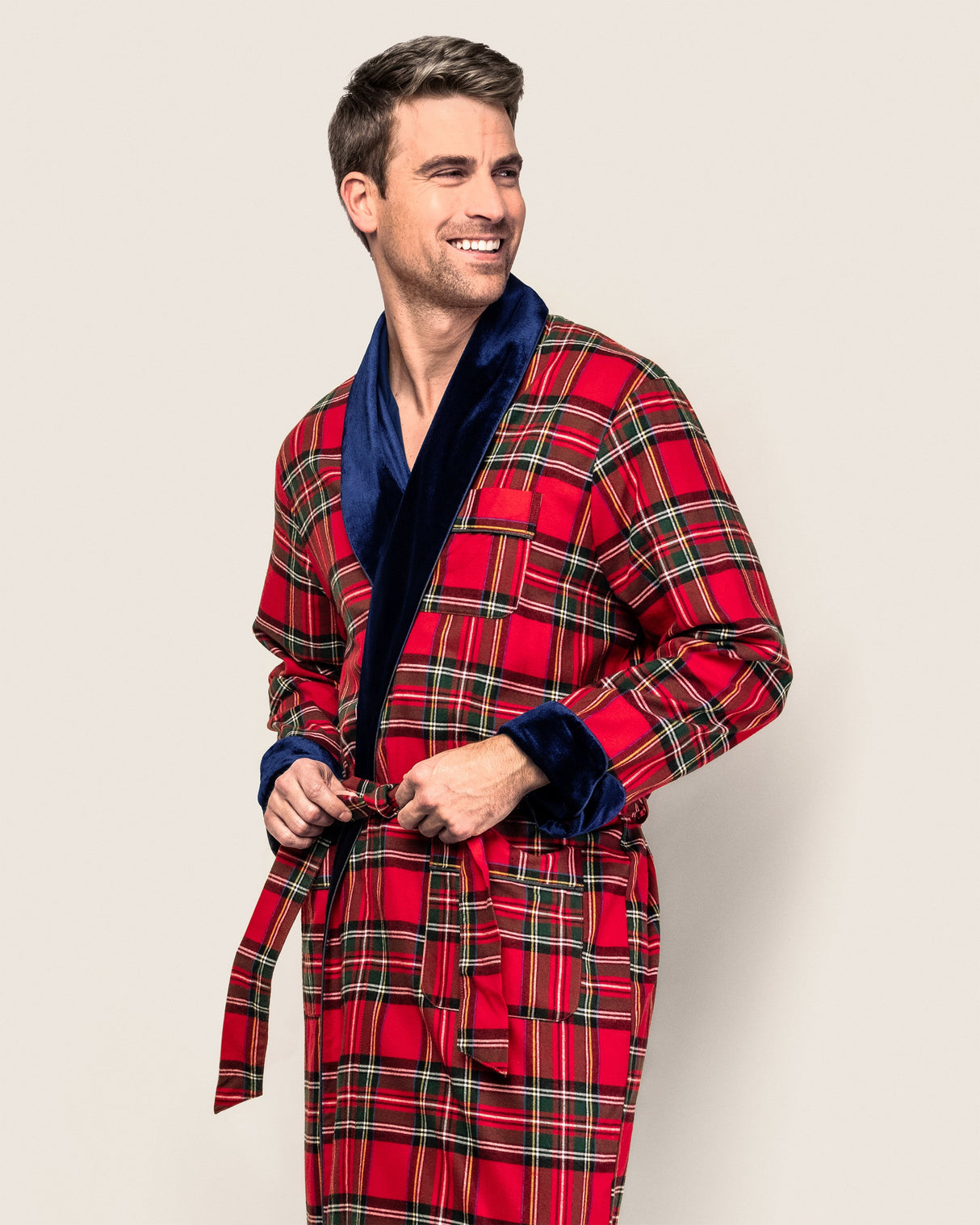 Men's Brushed Cotton Velvet Robe in Imperial Tartan