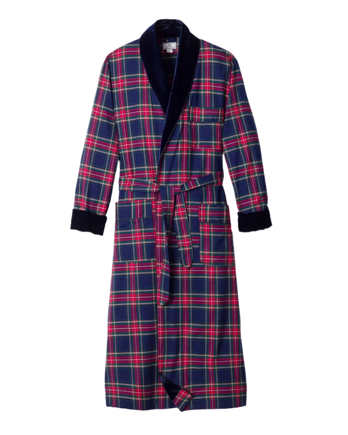 Men's Brushed Cotton Velvet Trim Robe in Windsor Tartan