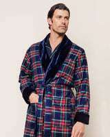 Men's Brushed Cotton Velvet Trim Robe in Windsor Tartan