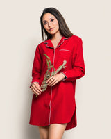 Women's Flannel Nightshirt in Red