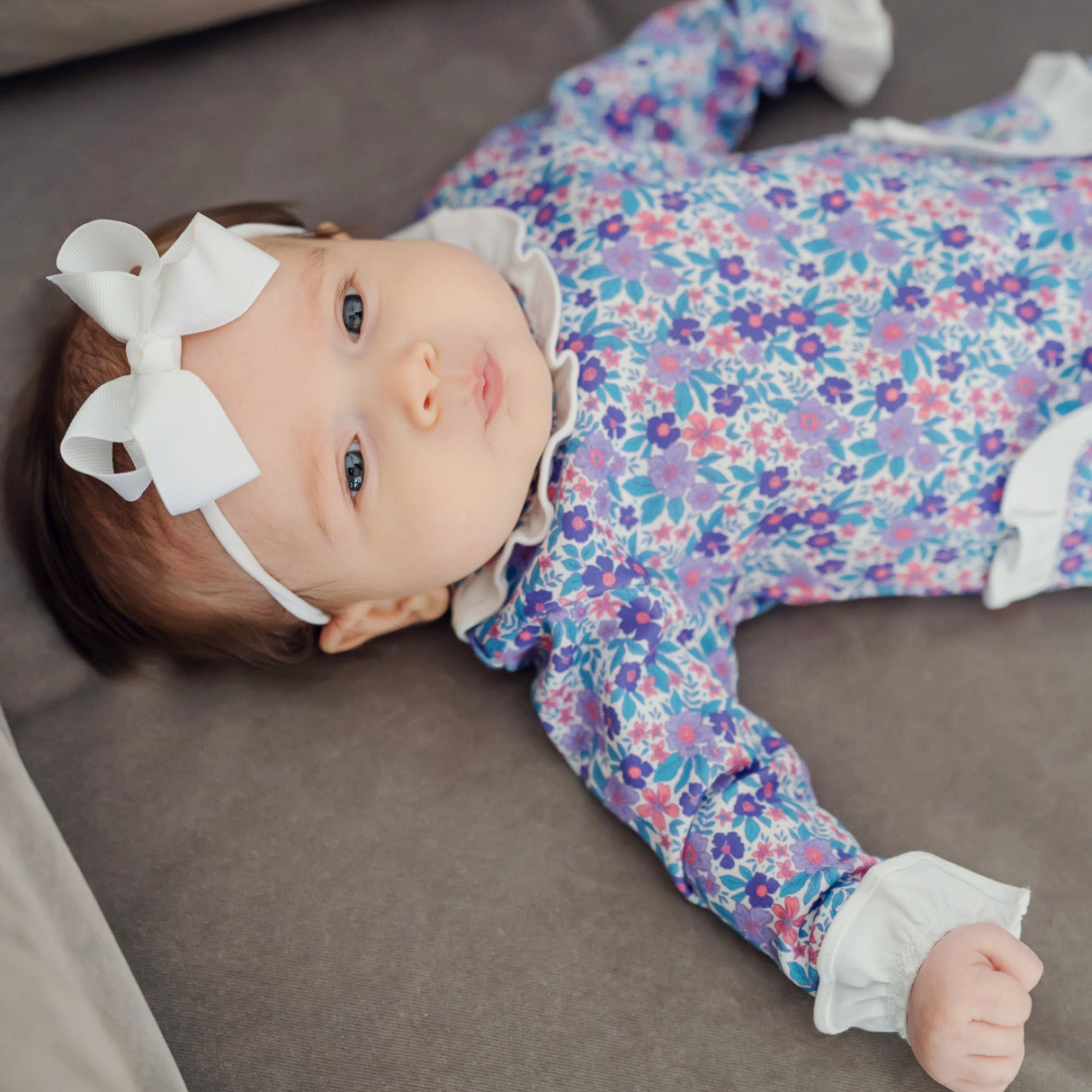 Lucy Girls' Romper - Blackberry Floral - HoneyBug 