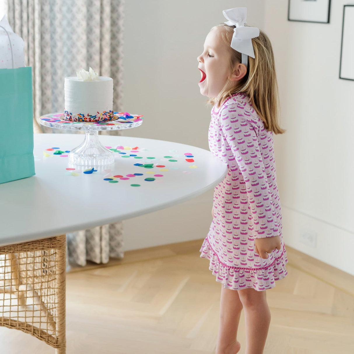 Carlin Girls' Dress - Birthday Cake Pink - HoneyBug 