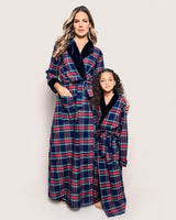 Women's Long Robe with Velvet Trim in Windsor Tartan