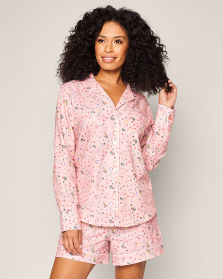 Women's Twill Long Sleeve Short Set in Vintage Sweets