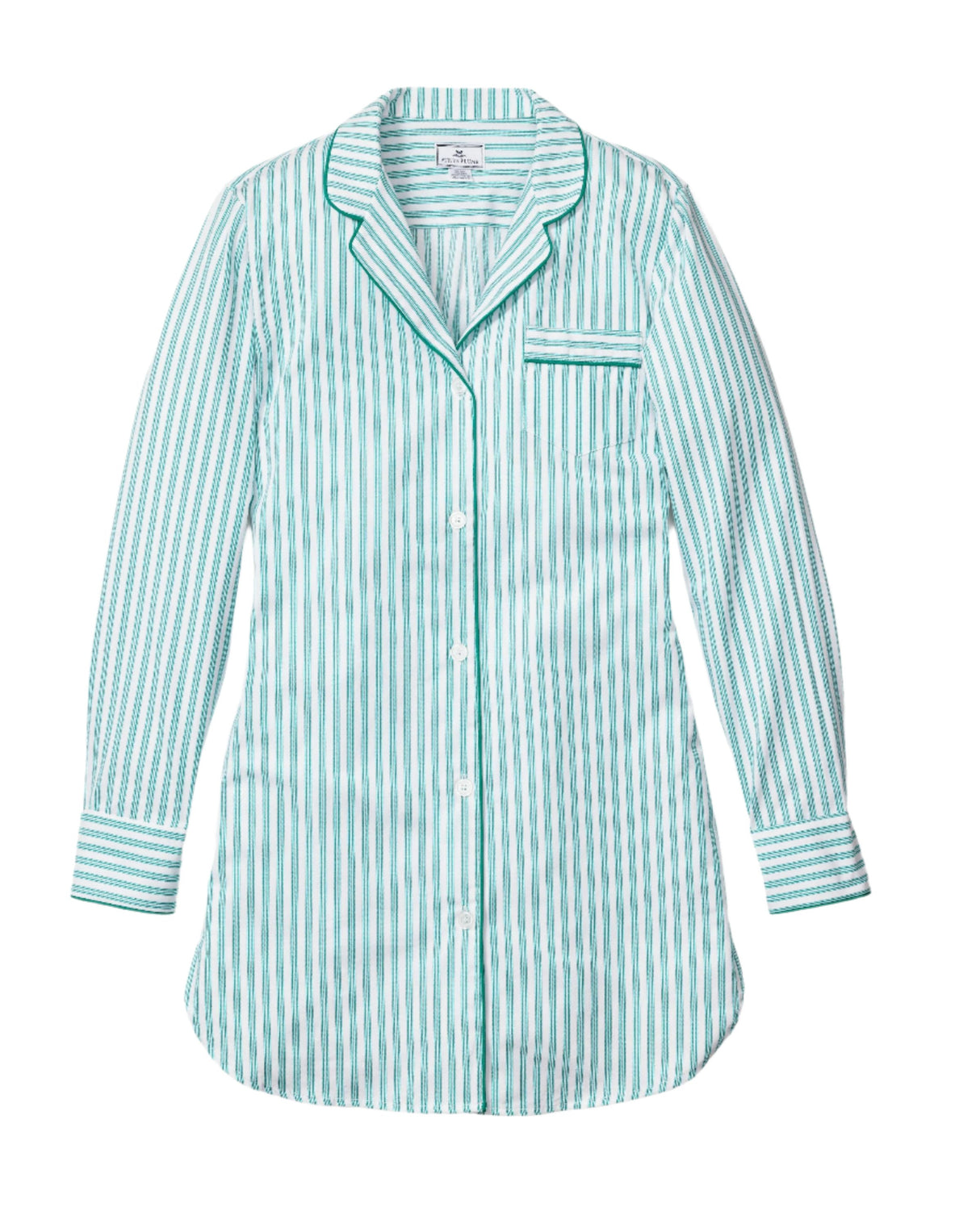 Women's Twill Nightshirt in Emerald Ticking