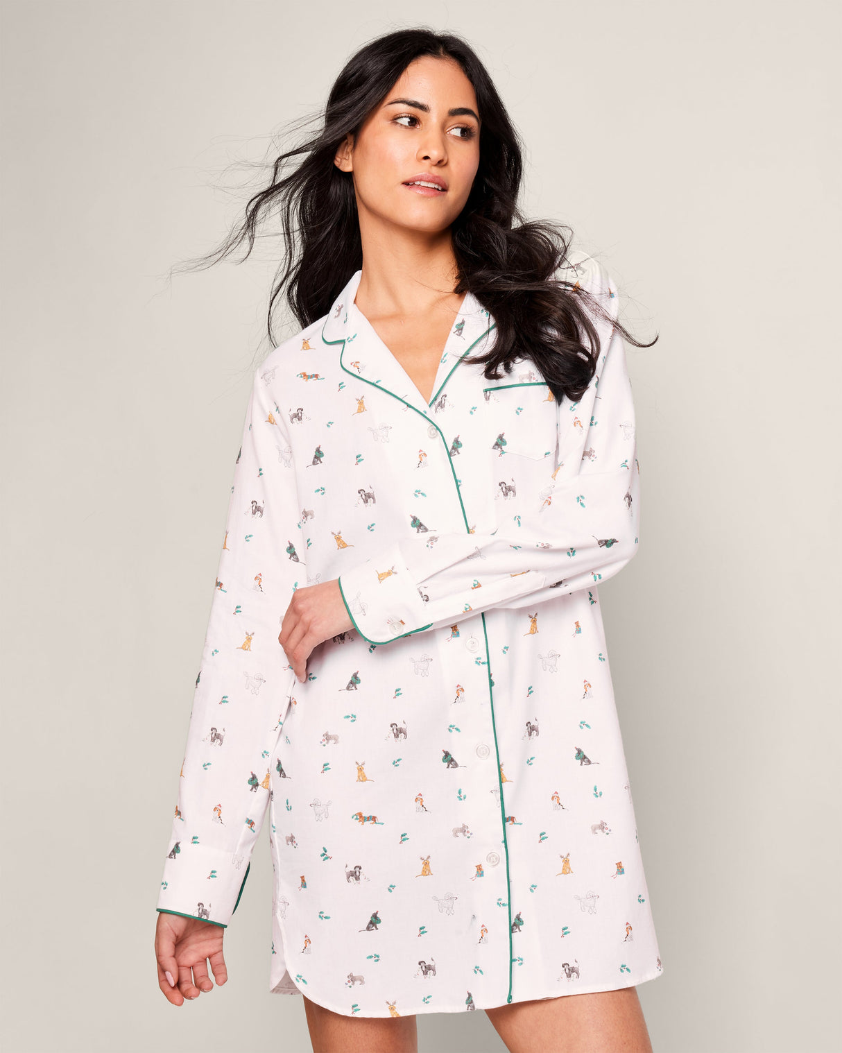 Women's Twill Nightshirt in Jingle Paws