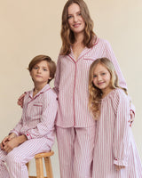 Women's Twill Pajama Set in Antique Red Ticking - HoneyBug 