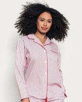 Women's Twill Pajama Set in Antique Red Ticking - HoneyBug 