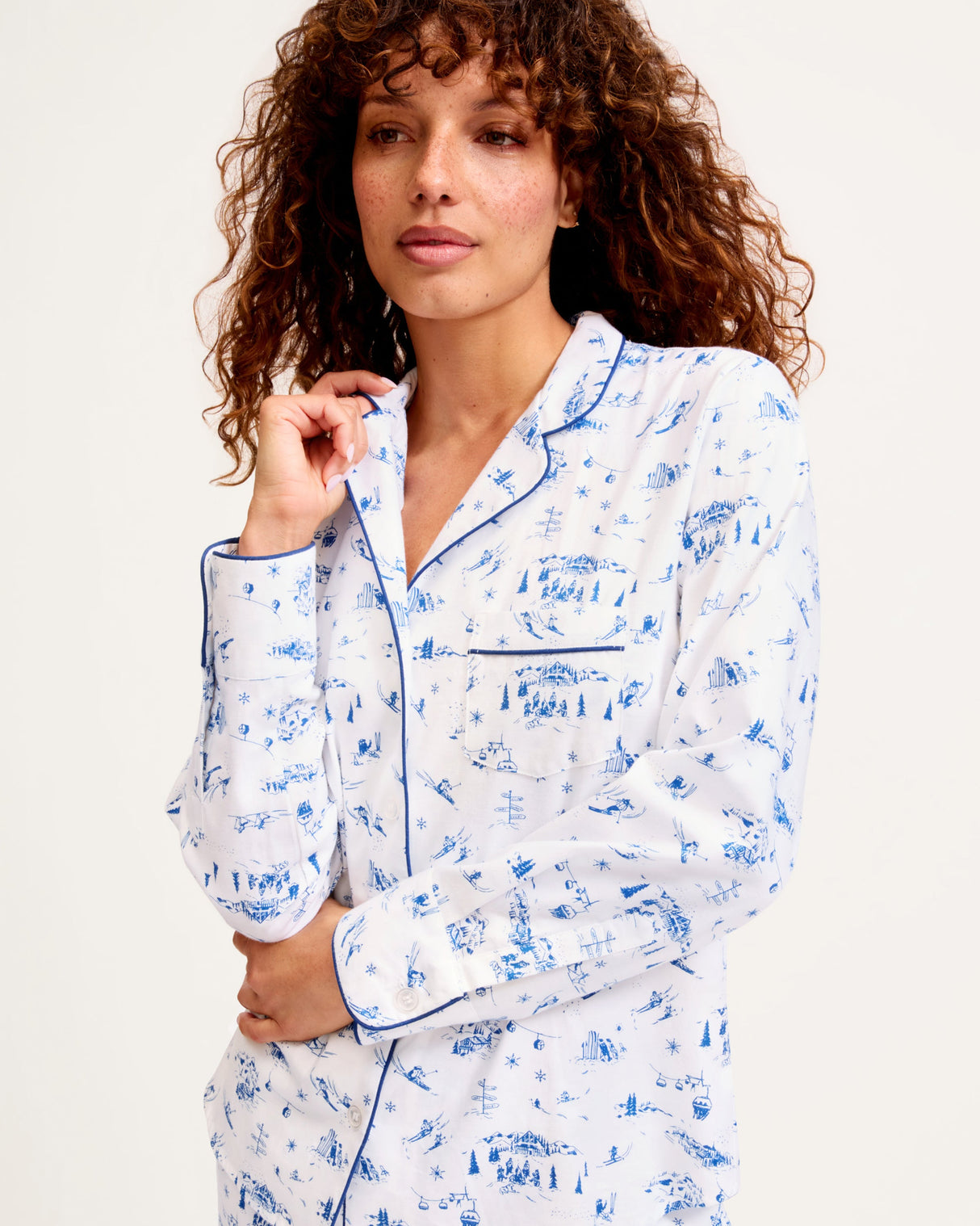 Women's Twill Pajama Set in Chalet Toile - HoneyBug 