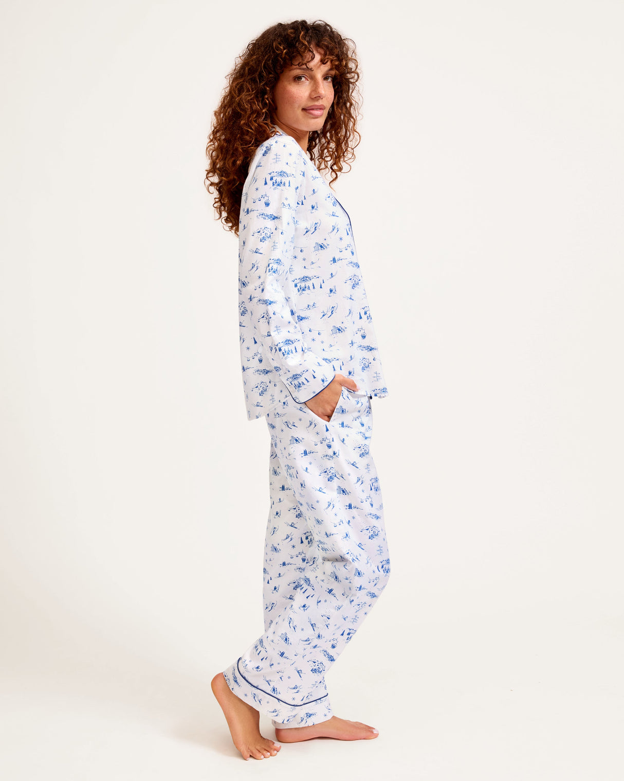 Women's Twill Pajama Set in Chalet Toile - HoneyBug 