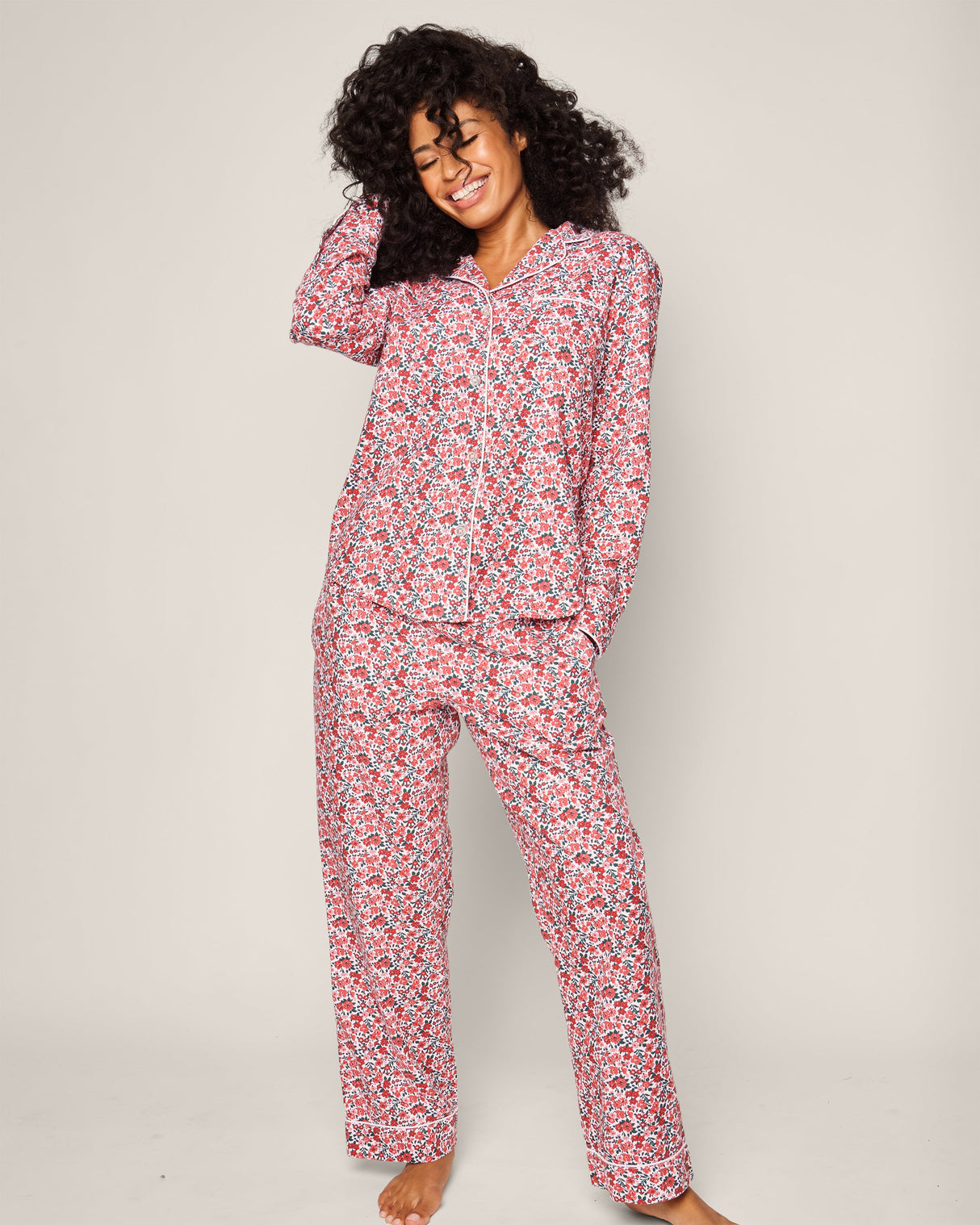 Women's Twill Pajama Set in Fleurs des Bois