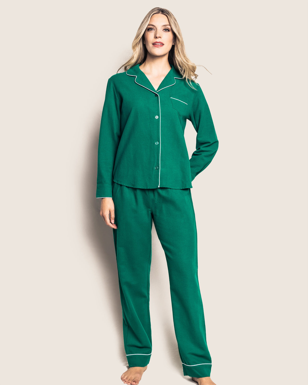 Women's Flannel Pajama Set in Forest Green