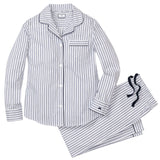 Women's Twill Pajama Set in Navy French Ticking