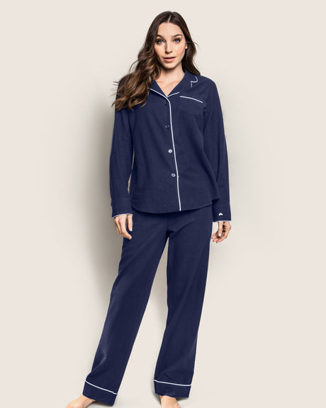 Women's Flannel Pajama Set in Navy