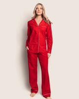 Women's Flannel Pajama Set in Red