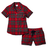 Women's Brushed Twill Short Sleeve Short Set in Imperial Tartan - HoneyBug 