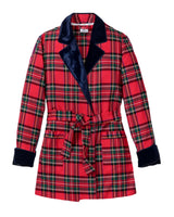 Women's Short Robe with Velvet Trim in Imperial Tartan